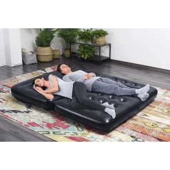 DIVANO MULTIFUNZIONE 188X152X64CM NERO GONFIABILE PIEGHEVOLE 5IN1 CON SACCA 75054