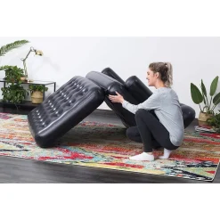 DIVANO MULTIFUNZIONE 188X152X64CM NERO GONFIABILE PIEGHEVOLE 5IN1 CON SACCA 75054