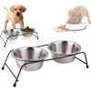 DOPPIA CIOTOLA CON SUPPORTO RIALZATO PER CANI CANE GATTO IN ACCIAIO ALZACIOTOLE ALZA CIOTOLE ANTISCIVOLO
