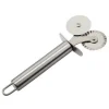 DOPPIA ROTELLA IN ACCIAIO INOX PIZZA PANCAKE PIE TAGLIA AFFETTATRICE LAMA