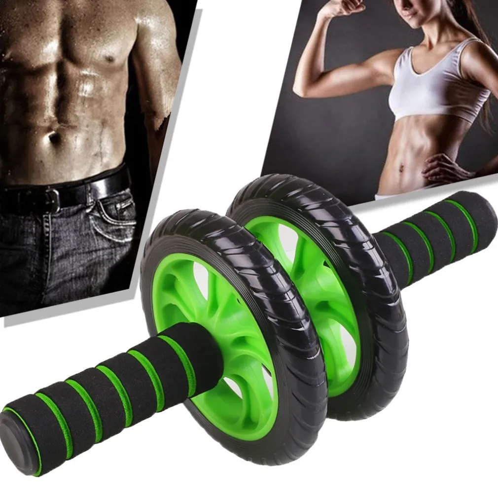 DOPPIA RUOTA PER ALLENAMENTO MUSCOLI ADDOMINALI CON TAPPETINO PALESTRA FITNESS