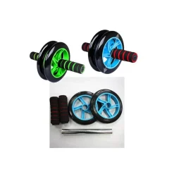 DOPPIA RUOTA PER ALLENAMENTO MUSCOLI ADDOMINALI CON TAPPETINO PALESTRA FITNESS