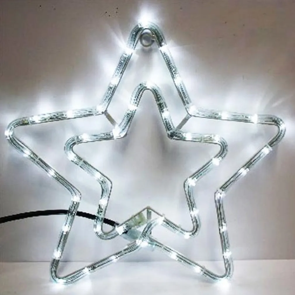 DOPPIA STELLA NATALIZIA LUMINOSA 75 LED COLORE BIANCO 55X55 CM PER USO ESTERNO