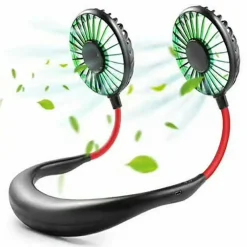 DOPPIO VENTILATORE PORTATILE USB SPORT RICARICABILE AROMATERAPIA LED PROFUMO