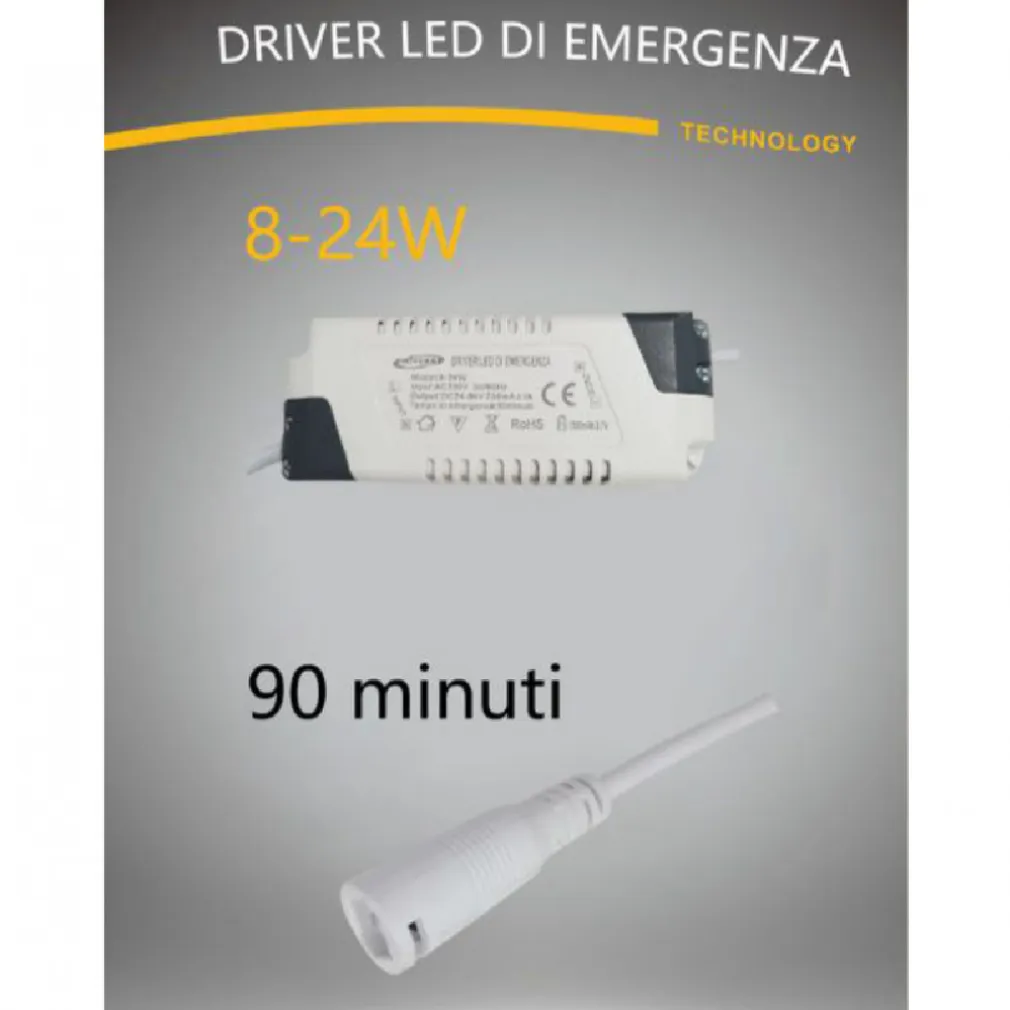 DRIVER LED PER LUCI EMERGENZA ALIMENTATORE TRASFORMATORE PANNELLI LED IP30 8-24W