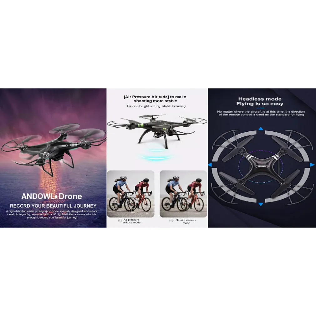 DRONE 4K HD CORSA A 360° PULSANTE RITORNO HOME CONTROLLO GRAVITÀ CHIP GPS SKY533