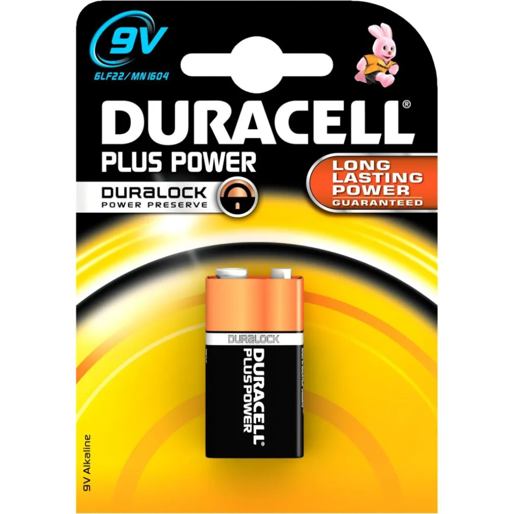 DURACELL LONG LASTING POWER BATTERIA PILA ALKALINA 9V TRANSISTOR