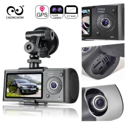 DVR PER VEICOLI AUTO CON DOPPIA CAMERA FRONTALE E POSTERIORE CON SENSORE GPS