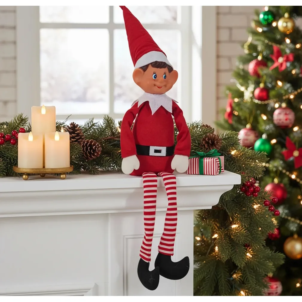 ELFO DI NATALE DISPETTOSO BIRICHINO PUPAZZO NATALIZIO MORBIDO IN POLIESTERE SNODABILE