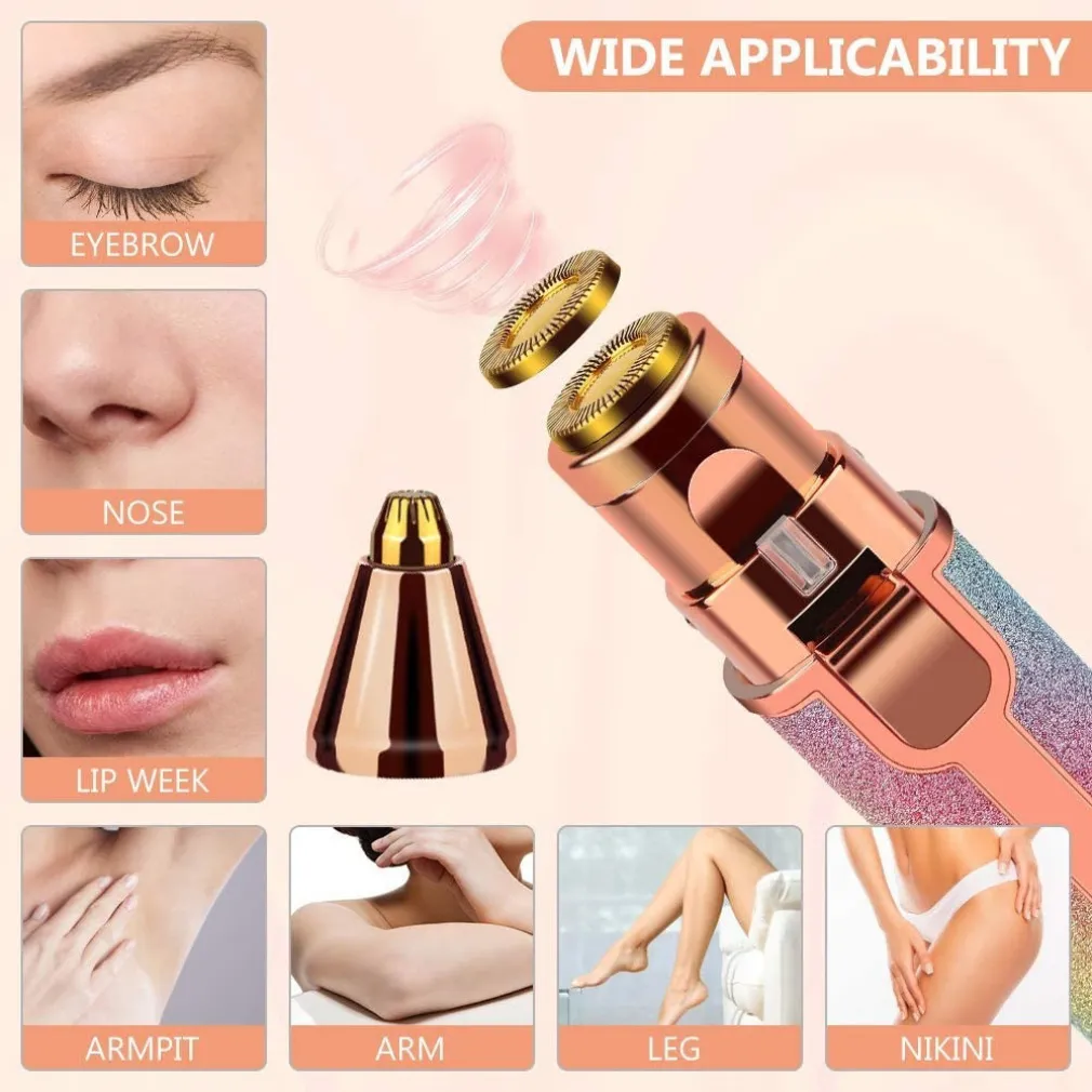 EPILATORE DONNA RICARICABILE 2IN1 PER VISO E SOPRACCIGLIE RASOIO ELETTRICO LUCE