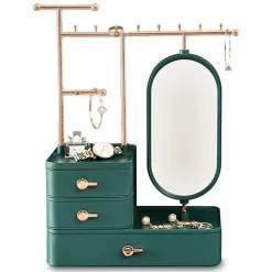 ESPOSITORE PORTAGIOIE SPECCHIO IN METALLO SUPPORTO REGOLABILE ORGANIZER SCRIVANIA