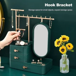 ESPOSITORE PORTAGIOIE SPECCHIO IN METALLO SUPPORTO REGOLABILE ORGANIZER SCRIVANIA