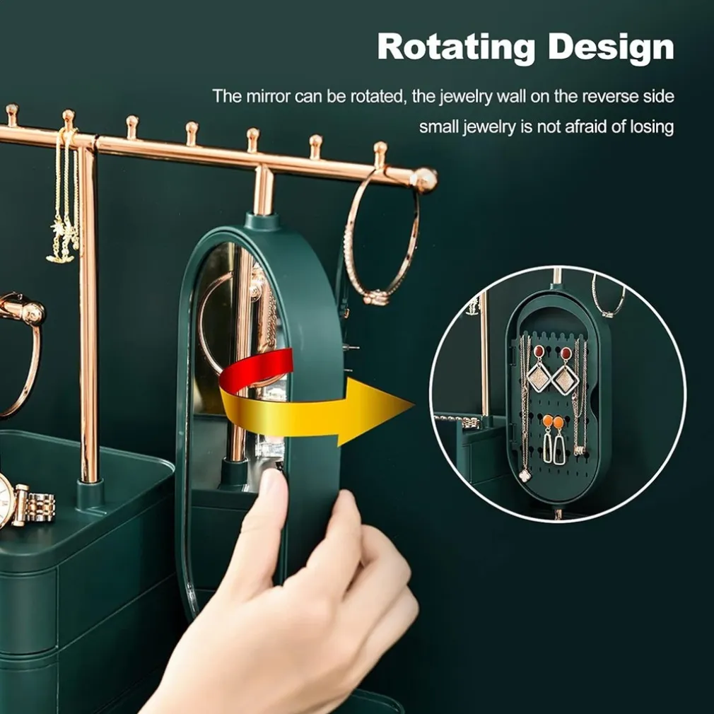 ESPOSITORE PORTAGIOIE SPECCHIO IN METALLO SUPPORTO REGOLABILE ORGANIZER SCRIVANIA