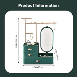 ESPOSITORE PORTAGIOIE SPECCHIO IN METALLO SUPPORTO REGOLABILE ORGANIZER SCRIVANIA