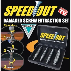 ESTRATTORE PER VITI CONSUMATE SBANATE CON COFANETTO CONFEZIONE DA 4PZ SPEEDOUT TRAPANO