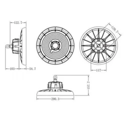 FARETTO A LED UFO LAMPADA INDUSTRIALE 150W LUCE FREDDA 6500K IP65 FASCIO 90° HB-150W-F
