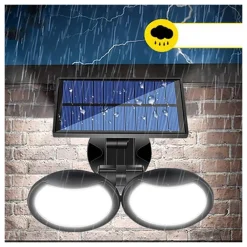 FARETTO CON PANNELLO SOLARE DOPPIO A PARETE SENSORE MOVIMENTO PIR E CREPUSCOLARE