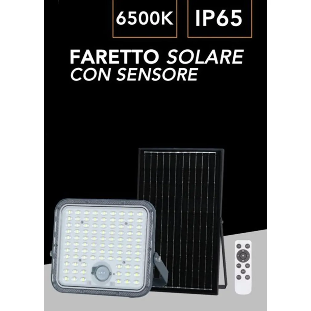 FARETTO FARO CON PANNELLO SOLARE 420W 4200LM CON SENSORE PIR IP65 LUCE 6500K TK-N420-F