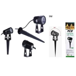 FARETTO FARO LED GIARDINO 9W SUPPORTO PICCHETTO LUCE VERDE BIANCO FREDDO CALDO