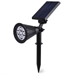 FARETTO FARO LED GIARDINO 4 LED PICCHETTO PANNELLO ENERGIA SOLARE GIARDINO IP65