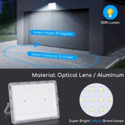 FARETTO FARO LED SOLARE 200 W TELECOMANDO IP65 LUCE BIANCO FREDDA 6500K FSO-200