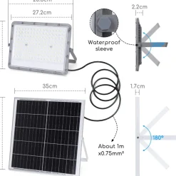 FARETTO FARO LED SOLARE 200 W TELECOMANDO IP65 LUCE BIANCO FREDDA 6500K FSO-200