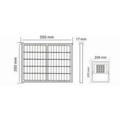 FARETTO FARO LED SOLARE 200W TELECOMANDO IP65 LUCE BIANCA FREDDA 6500K S01F-200W