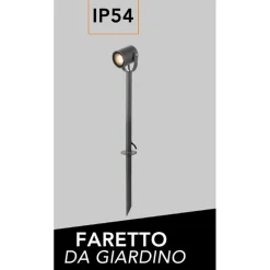 FARETTO GRANDE DA GIARDINO A PICCHETTO GU10 IP54 IN ALLUMINIO GRIGIO DA ESTERNO PS-01