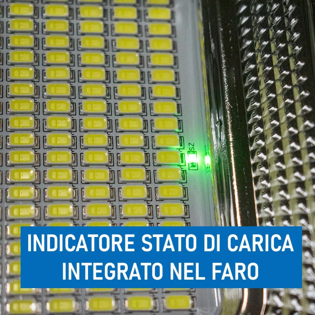 FARETTO LED ESTERNO CON PANNELLO ENERGIA SOLARE 800 W BATTERIA 12 ORE FARO IP67