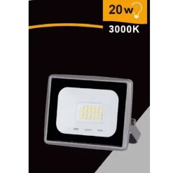 FARETTO LED FARO 20 W 1800 LM IP65 GRIGIO LUCE CALDA FREDDA NATURALE EK02-20W-G