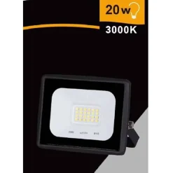 FARETTO LED FARO 20 WATT 1800 LM IP65 NERO LUCE FREDDA CALDA NATURALE EK02-20W-N