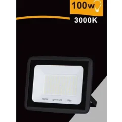 FARETTO LED FARO 100WATT 9000LM IP65 NERO LUCE CALDA NATURALE FREDDA EK02-100W-N