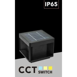 FARETTO LED PANNELLO SOLARE CUBO APPLIQUE PARETE SEGNAPASSO TERRA CCT IP65 QW-3C