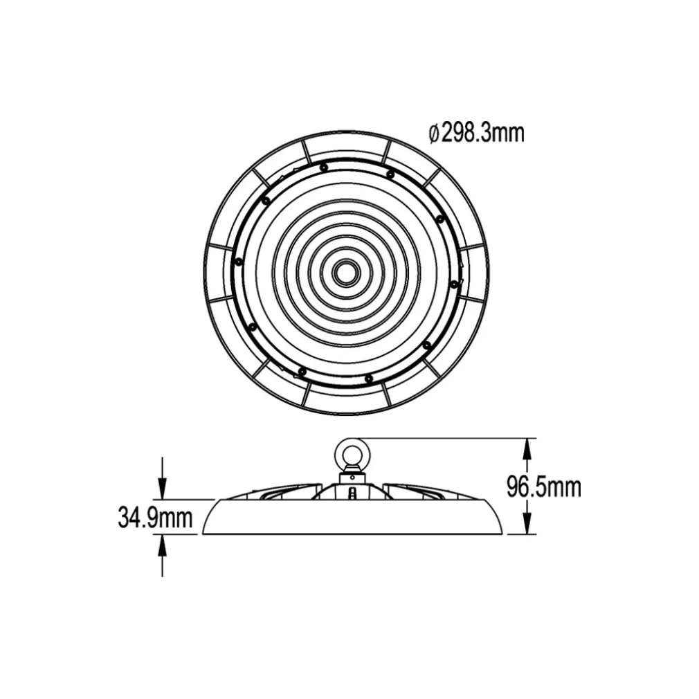 FARETTO LED UFO LAMPADA A SOSPENSIONE 150W 16500LM IP65 LUCE FREDDA 6500K HE-150W-F