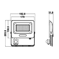 FARETTO LED 50W CON SENSORE MOVIMENTO PROIETTORE DA ESTERNO LUCE 6500K IP65 EK05-SEN-50