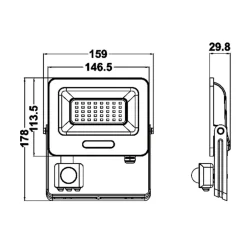 FARETTO LED 30W CON SENSORE MOVIMENTO PROIETTORE DA ESTERNO LUCE 6500K IP65 EK05-SEN-30