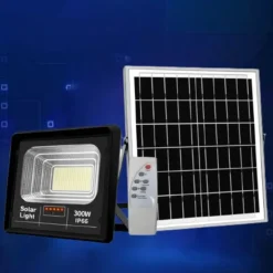 FARETTO LUCE SOLARE CON PANNELLO FOTOVOLTAICO 300 W IP65 IMPERMEABILE TELECOMANDO