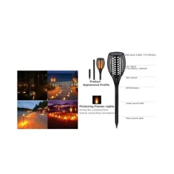 FARETTO LUCE SOLARE 96LED EFFETTO FIAMMA IMPERMEABILE IP65 ILLUMINAZIONE GIARDINO