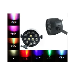 FARETTO PROIETTORE EFFETTO LUCE DMX 512 FLAT PAR LIGHT RGBW 12 LED 30W