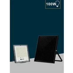 FARETTO PROIETTORE PANNELLO SOLARE LED IP66 100W LUCE 6500K 4000K SFL516-100W-G