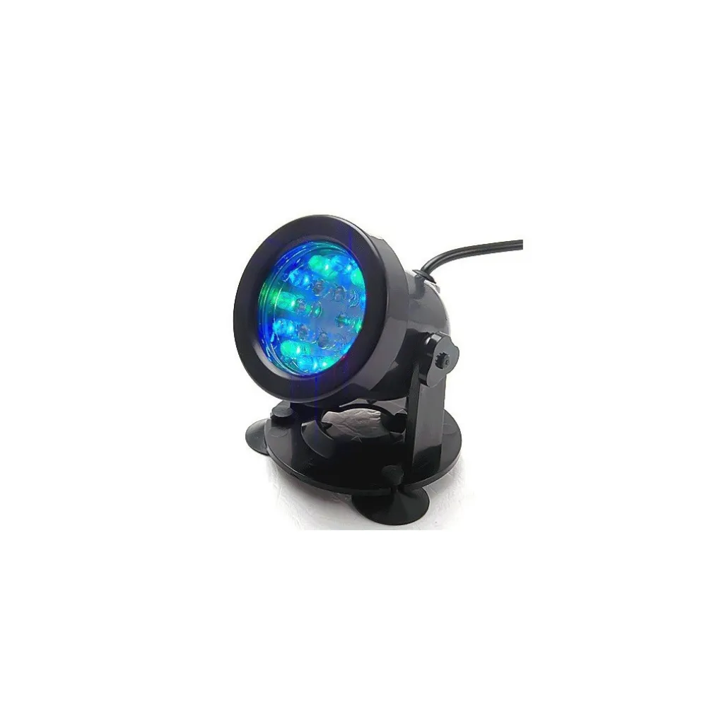 FARETTO REGOLABILE 18 LED SOMMERGIBILE MULTICOLOR ACQUARI LAGHETTO VENTOSE 2WATT
