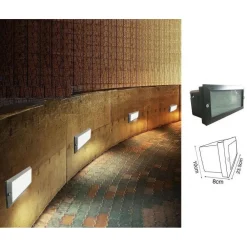 FARETTO SEGNAPASSO DA INCASSO PER ESTERNO IP65 CON ATTACCO E27 LED RETTANGOLARE