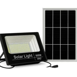 Faretto solare 800W impermeabile con pannello fotovoltaico e telecomando