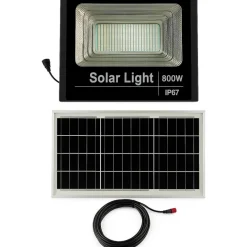 Faretto solare 800W impermeabile con pannello fotovoltaico e telecomando