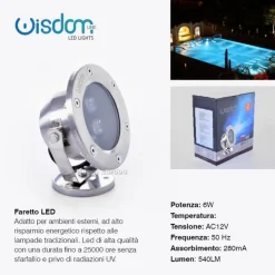 FARETTO SPOT LIGHT PER ESTERNO DA GIARDINO 6 WATT LUCE CALDA FREDDA VERDE RGB