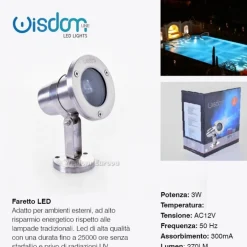 FARETTO SPOT LIGHT PER ESTERNO DA GIARDINO 3 WATT LUCE CALDA FREDDA VERDE RGB