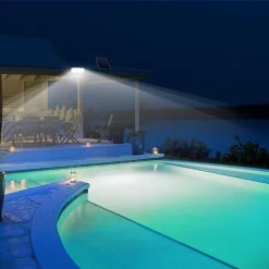 FARO A LED CON PANNELLO SOLARE 200 W LUCE BIANCA FREDDA 6500K BATTERIE AL LITIO