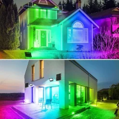 FARO A LED PROIETTORE CON PANNELLO SOLARE 40 W RGB CON TELECOMANDO ESTERNO IP65 SL-RGB-40W
