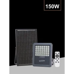 FARO A LED 150WATT CON PANNELLO SOLARE LUCE NATURALE 4000K TELECOMANDO TK09-150W
