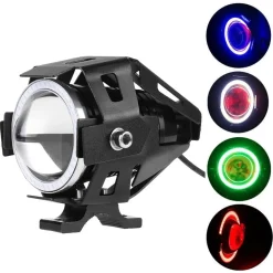 FARO ANTERIORE PER MOTO QUAD FARETTO CREE LED U 7 CON BORDO CORNICE COLORATA